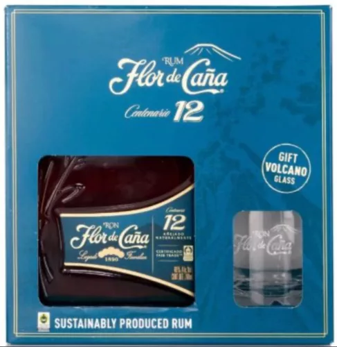 Flor de Cana Centenario 12 éves Rum DD+ pohár (40% 0,7L)