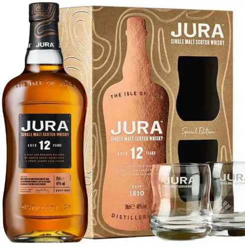 Jura 12 éves Whisky + 2 Pohár (40% 0,7L)