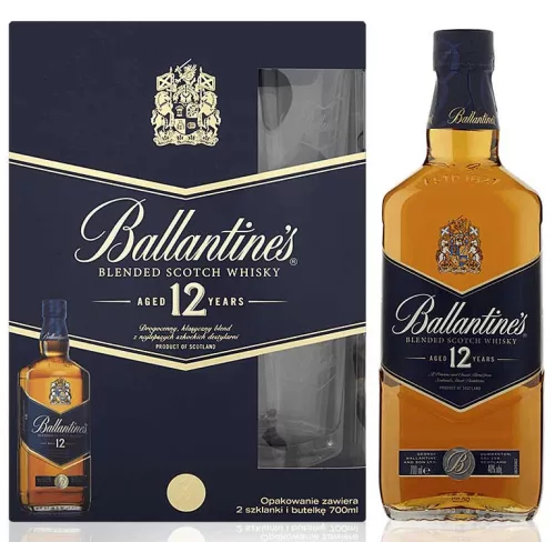 Ballantines 12 éves Whisky DD + 2 Pohár (40% 0,7L)