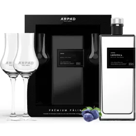   Árpád Prémium Irsai Olivér Szőlő Pálinka (Exkluzív Díszdoboz 2db Tulipán Pohárral) (0,5L 40%)