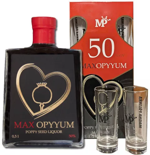 Magna Cum Laude MAX Opyyum Máklikőr + 2 Shot Pohár (50% 0,5L)